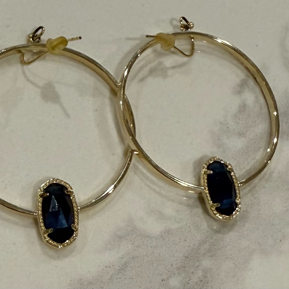 Elegant Elora Gold and Blue Hoop Earrings